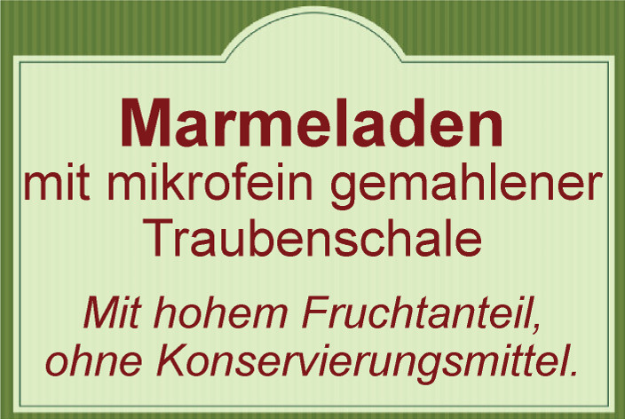 Marmeladen mit mikrofein gemahlener Traubenschale